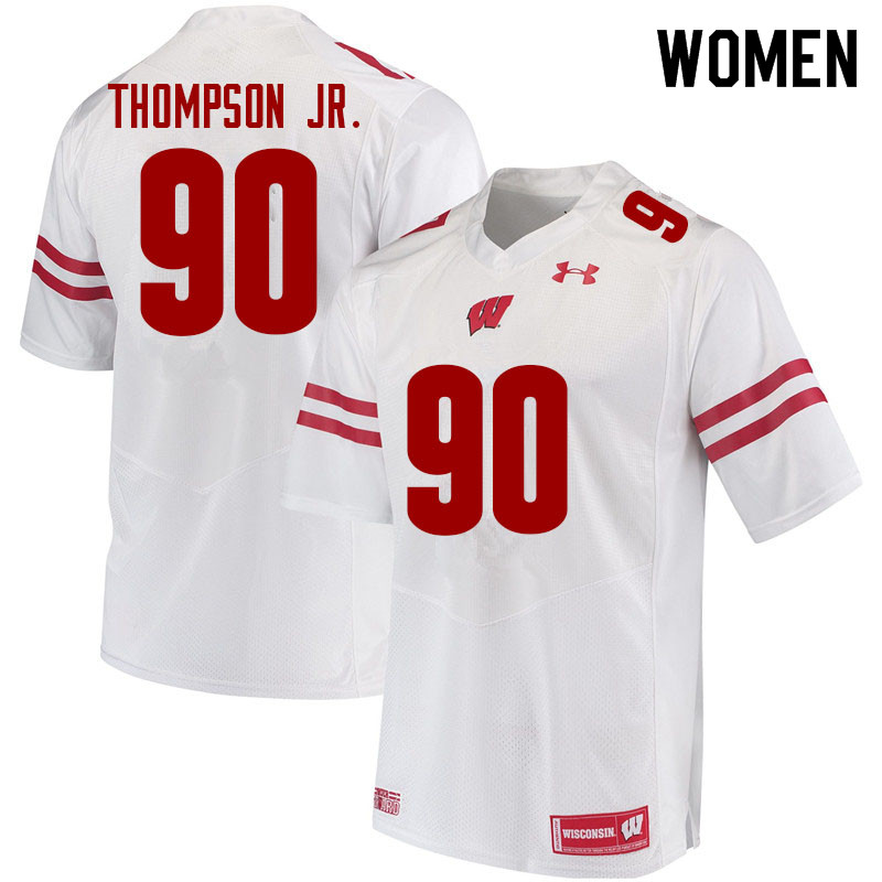 Wisconsin Badgers Women's #90 James Thompson Jr. NCAA Under Armour Authentic White College Stitched Football Jersey FB40Y87CO